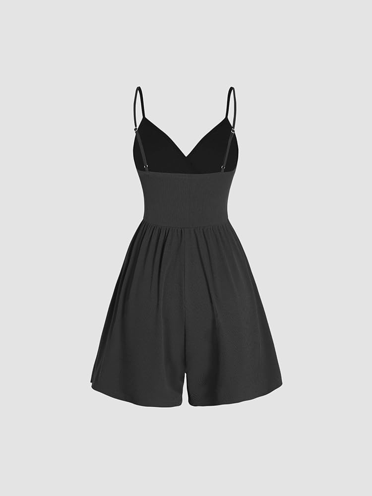 Amazon.com: Women's Plain Backless Wrap Cami Romper V Neck